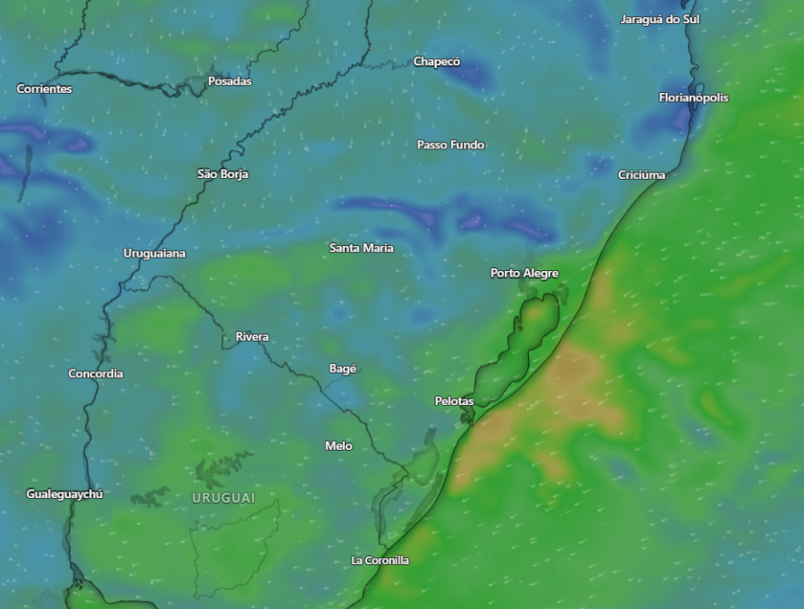 Ciclone extratropical e frente fria colocam Rio Grande do Sul em alerta para temporais entre segunda e quarta-feira